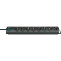 Primera-Line, power strip 8-fold (power strip with switch and 2m cable, 90° arrangement of sockets), black 