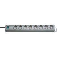 Primera-Line, power strip 8-fold (power strip with switch and 2m cable, 90° arrangement of sockets), grey