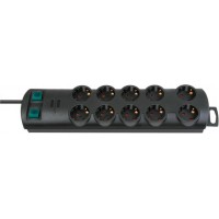Primera-Line power strip 10-fold (power strip with 2 switches for 5 sockets each and 2m cable) black