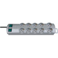 Primera-Line power strip 10-fold (power strip with 2 switches for 5 sockets each and 2m cable) grey