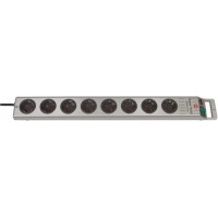 Super-Solid extension lead 8-way (power socket with 2.5m cable and switch - made of break-proof polycarbonate) grey