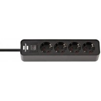 Ecolor power strip 4-way (power strip with switch and 1.5m cable) black