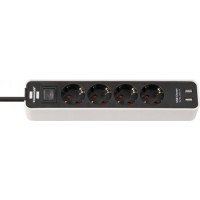 Ecolor power strip 4-fold with 2 USB charging sockets (power strip USB with switch and 1.5m cable) 