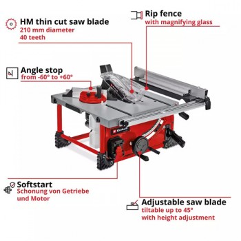 Аккумуляторный циркулярный станок TE-TS 36/210 Li-Solo 210мм 36V Einhell