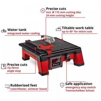 Cordless Tile Cutting Machine TE-TC 18/115 Li-Solo 115mm 18V Einhell