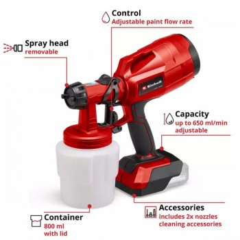 Аккумуляторный краскопульт TC-SY 18/60 Li-Solo 800ml 18V Einhell