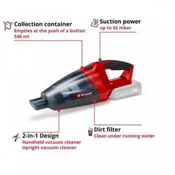 Аккумуляторный пылесос TE-VC 18 Li-Solo 42mbar 540ml 18V Einhell