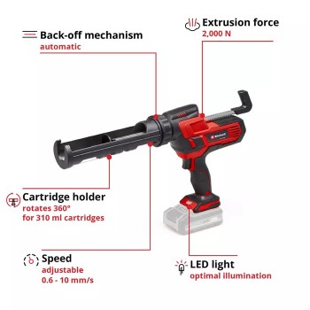 Аккумуляторный пистолет для герметика TE-SG 18/10 Li - Solo 18V Einhell