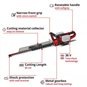 Cordless Hedge Trimmer GE-CH 36/65 Li-Solo 36V Einhell