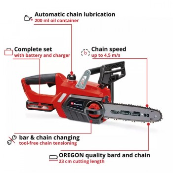 Аккумуляторная цепная пила GE-LC 18/25-1 Li Kit (1x3.0Ah) 18V Einhell