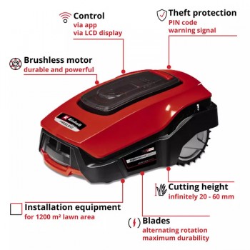 Аккумуляторная газонокосилка-робот FREELEXO 1200 LCD BT 18V Einhell