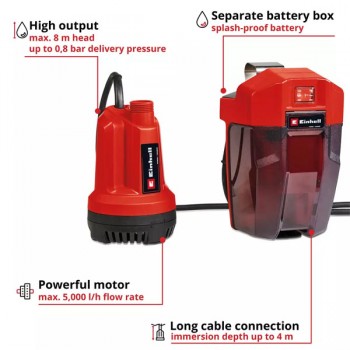 Аккумуляторный дренажный насос для чистой воды GE-SP 18 Li - Solo 18V (погружной) Einhell