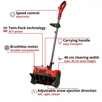 Аккумуляторный снегоуборщик GE-ST 36/40 Li E-Solo 36V Einhell