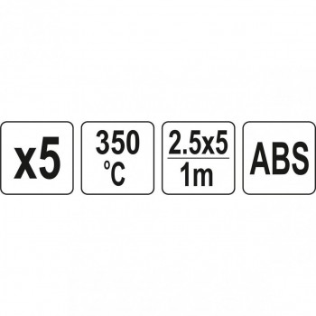 Набор пластиковых сварочных прутков (5шт) (АБС терполимер) 2.5х5мм, 5х1м YATO