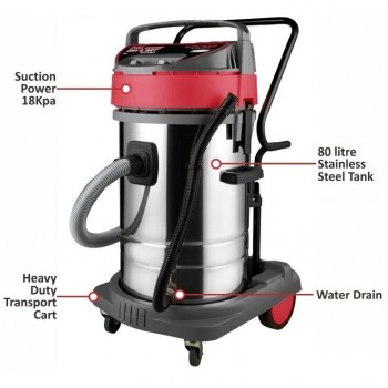 Dry and wet vacuum cleaner 80l 3000W WORCRAFT