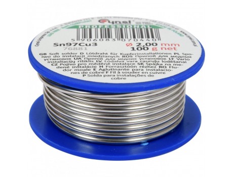 Soft solder wire for copper 2.0mm 100g (Sn97Cu3) Cynel