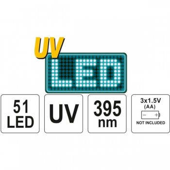 Ультрафиолетовый фонарик UV 51 LED с очками YATO