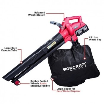 Li-ion Cordless leaf blower vacuum mulcher 40V (20V+20V) WORCRAFT