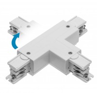 T Adjustable Connector for X-RAIL Three-Phase Busbar, 166x101mm, inner/outer, right, white