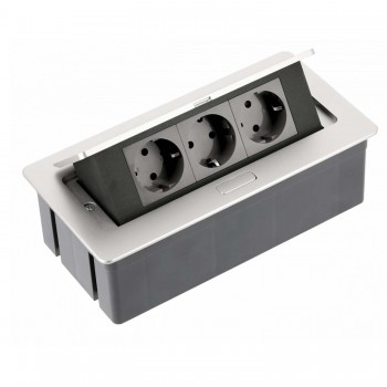 Pull-out power socket SOFT 3x sockets schuko, power cord with plug, alu