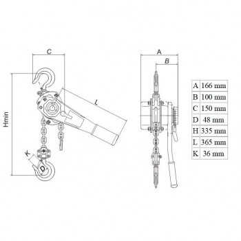 Double lever block 1.5t (1.5m) TOHO