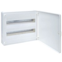 Surface mounting cabinet, white door 2x18 modules IP30 Golf Hager