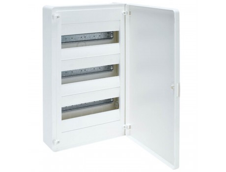 Surface mounting cabinet, white door 3x12 modules IP30 Golf Hager