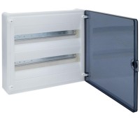 Surface mounting cabinet, transparent door 2x18 modules Golf Hager