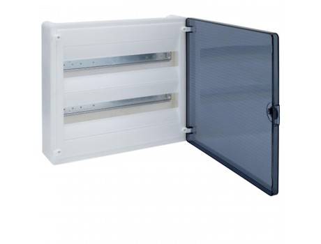 Surface mounting cabinet, transparent door 2x18 modules Golf Hager