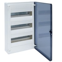 Surface mounting cabinet, transparent door 3x12 modules Golf Hager