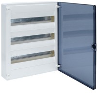 Surface mounting cabinet, transparent door 3x18 modules Golf Hager
