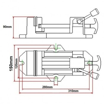 Ātrās iespīlēšanas skrūvspīles galda urbjmašīnām 100mm