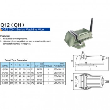 Mašīnas skrūvspīles, grozāmas QB 160mm