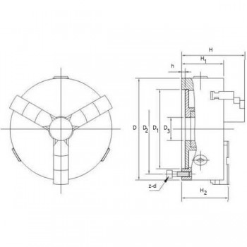 Патрон токарный 3-х кулачковый (200мм) самоцентрирующийся DIN6350