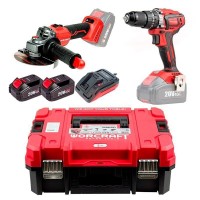 Li-ion Impact Cordless Drill and Angle Grinder set (XCUBE box) WORCRAFT