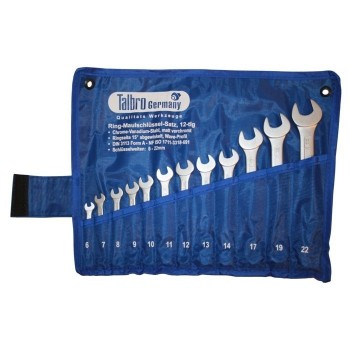 Combination ring and open end spanner set 12pcs. (6-22mm)