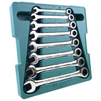 Набор комбинированных шестеренчатых ключей с трещеткой 8шт (8-19мм) SATA