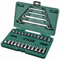 1/4" + 3/8" Dr. E-TORX uzgriežņu atslēgu komplekts 35gab.