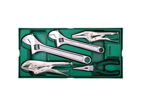 Tray. Adjustable wrench and pliers set 5pcs. SATA