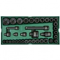 Tray. Impact socket set 3/8“ + 1/2" Dr. 13pcs. SATA