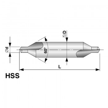 Centrēšanas urbis HSS DIN 333A, Ø 2.5 mm RUKO