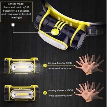 Налобный аккумуляторный фонарик с датчиком 150lm, 3.7V, 2200mAh COB