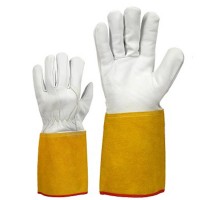 Leather welding work gloves (goatskin), length 35 cm. KEVLAR® 8/M 106