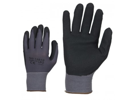 Knitted nylon gloves, black/gray, size 11/XXL 126