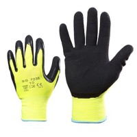 Work gloves, knitted nylon, latex coating, Y size 7/S 7235