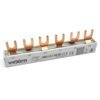 Phase busbar 3P, 6 mod., 63A, 10mm2 Vexen