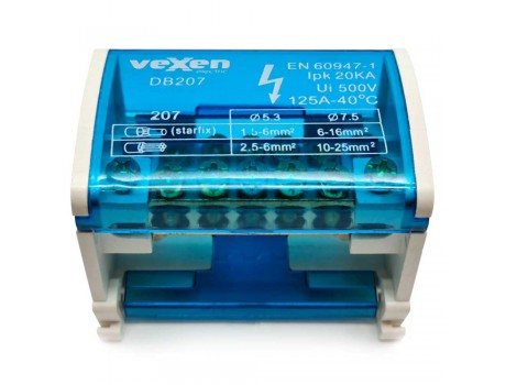 Распределительный блок 2x7, 125A/500V Vexen