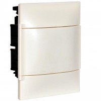 Flush-mounting cabinet for masonry - earth + neutral terminal blocks - white door - 1 row - 4 modules/row