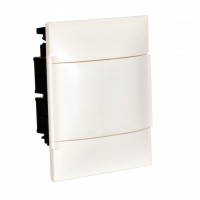Flush-mounting cabinet for masonry - earth + neutral terminal blocks - white door - 1 row - 6 modules/row