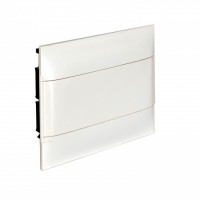 Flush-mounting cabinet for masonry - earth + neutral terminal blocks - white door - 1 row - 12 modules/row